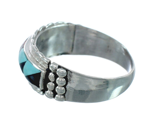 Multicolor Inlay Native American Sterling Silver Ring Size 10-3/4 JX130831