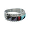 Multicolor Inlay Native American Sterling Silver Ring Size 9-3/4 JX130835