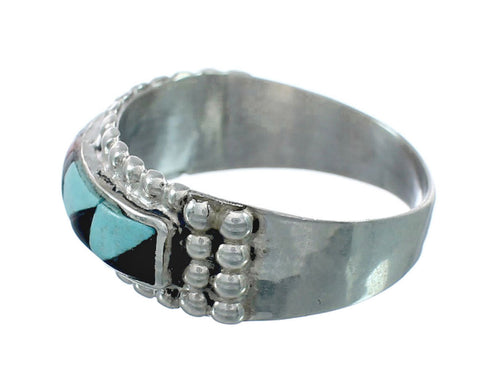 Multicolor Inlay Native American Sterling Silver Ring Size 9-3/4 JX130835