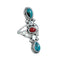 Native American Turquoise Coral Sterling Silver Ring Size 6 JX130813