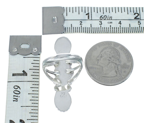 Native American Turquoise Coral Sterling Silver Ring Size 6 JX130814