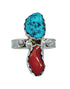 Navajo Sterling Silver Turquoise And Coral Ring Size 9 JX130809
