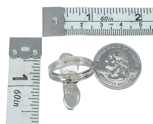 Navajo Sterling Silver Turquoise And Coral Ring Size 9 JX130809