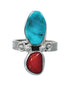 Navajo Sterling Silver Turquoise And Coral Ring Size 8-1/2 JX130811