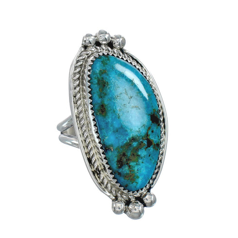 Navajo Genuine Sterling Silver Turquoise Ring Size 9-1/2 JX130790