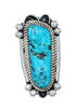 Navajo Genuine Sterling Silver Turquoise Ring Size 9-1/4 JX130791