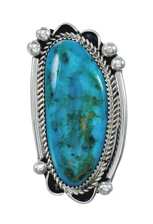 Navajo Genuine Sterling Silver Turquoise Ring Size 9-1/4 JX130792