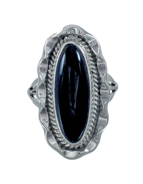 Native American Onyx Sterling Silver Ring Size 9 JX130911