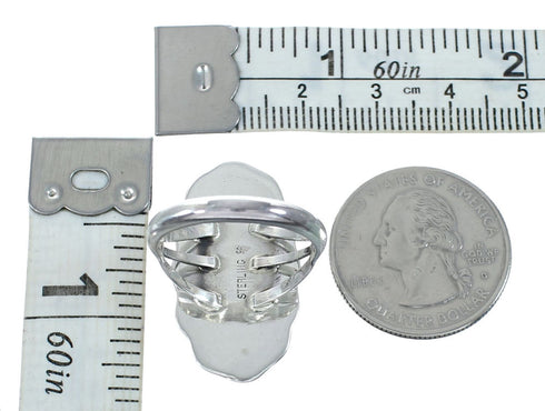 Native American Onyx Sterling Silver Ring Size 8 JX130908