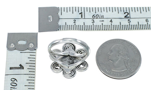 Sterling Silver Coral Native American Ring Size 7 JX130926