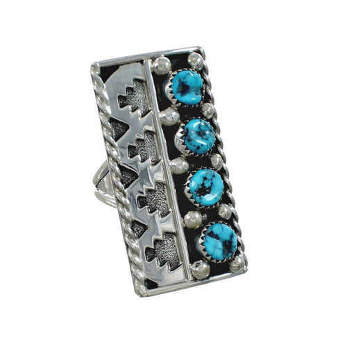 Native American Turquoise Sterling Silver Ring Size 8-1/2 JX130899