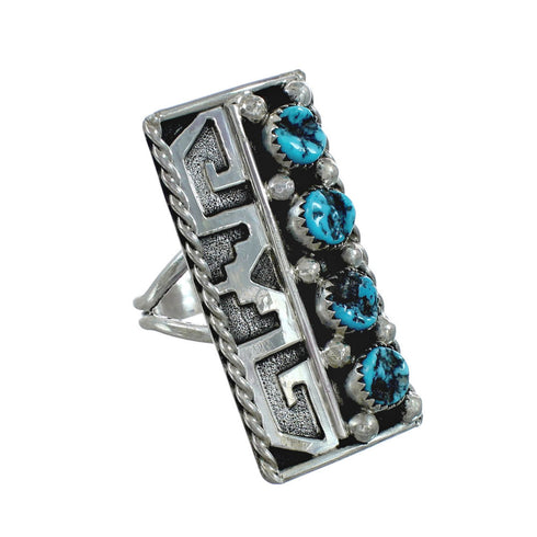Native American Turquoise Sterling Silver Ring Size 9 JX130900