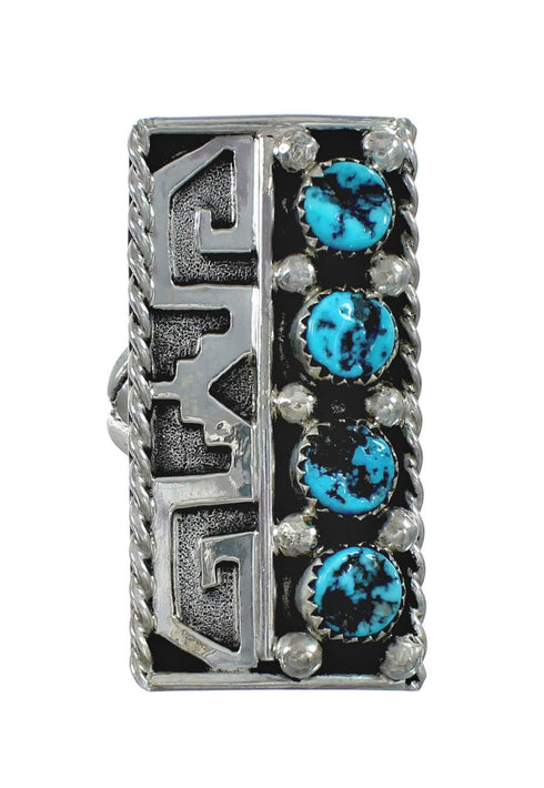 Native American Turquoise Sterling Silver Ring Size 9 JX130900