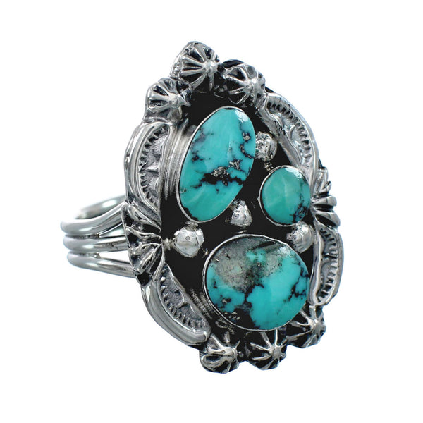 Genuine Sterling Silver Navajo Turquoise Ring Size 9-1/2 JX130891