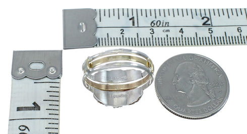 Sterling Silver 12KGF Opal Cubic Zirconia Feather Native American Ring Size 8-1/4 JX130858