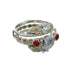 Sterling Silver 12KGF Coral Cubic Zirconia Feather Native American Ring Size 7-1/4 JX130866