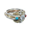 Native American Sterling Silver 12KGF Turquoise Coral Cubic Zirconia Ring Size 6-1/4 JX130882