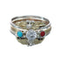 Native American Sterling Silver 12KGF Turquoise Coral Cubic Zirconia Ring Size 9 JX130887