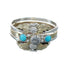 Sterling Silver 12KGF Turquoise Cubic Zirconia Feather Native American Ring Size 7 JX130869