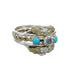 Sterling Silver 12KGF Turquoise Cubic Zirconia Feather Native American Ring Size 5 JX130872