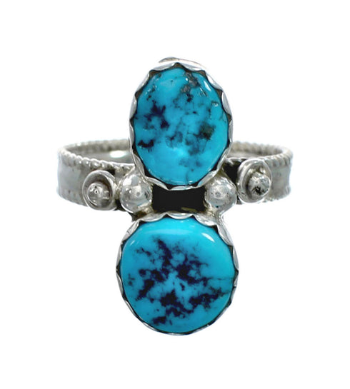 Genuine Sterling Silver Navajo Turquoise Ring Size 9-3/4 JX130894