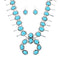 Turquoise Sterling Silver Squash Blossom Necklace Set JX130943