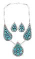 Navajo Turquoise Authentic Sterling Silver Link Necklace Set JX130940