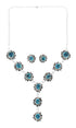 Native American Navajo Turquoise Sterling Silver Bead Necklace Earring Set JX130939