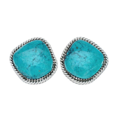 Native American Sterling Silver Turquoise Post Earrings JX130951