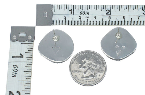 Native American Sterling Silver Turquoise Post Earrings JX130951