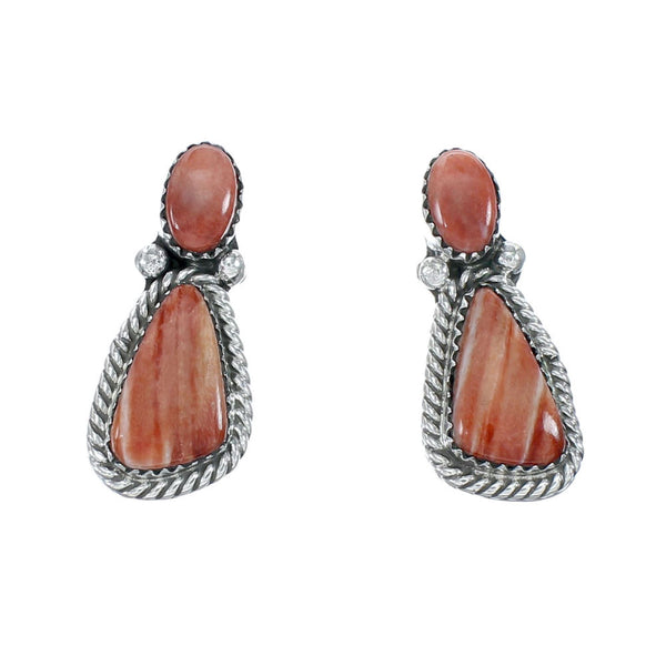 Oyster Shell Genuine Sterling Silver Navajo Post Earrings JX130964