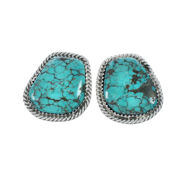 Native American Sterling Silver Turquoise Post Earrings JX130959