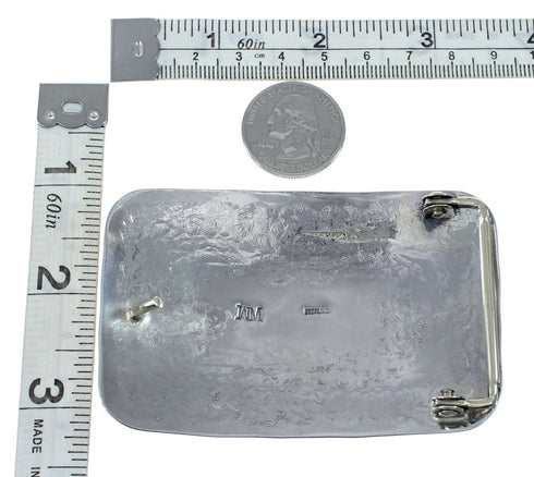 Authentic Sterling Silver Navajo Turquoise Coral Belt Buckle JX130988