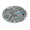 Turquoise And Coral Navajo Bear And Bear Paw Belt Buckle JX130973