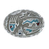 Turquoise And Coral Navajo Bear And Bear Paw Belt Buckle JX130973