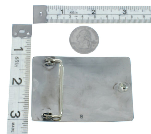 Native American Navajo Sterling Silver Bear And Bear Paw Belt Buckle JX130986