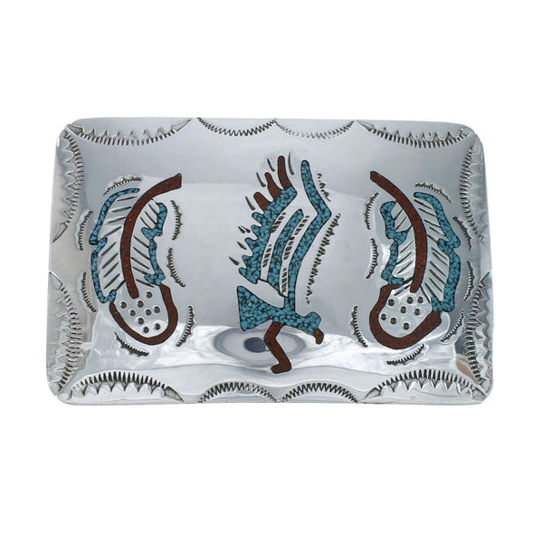 Turquoise And Coral Navajo Sterling Silver Feather Belt Buckle JX130983