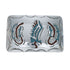 Turquoise And Coral Navajo Sterling Silver Feather Belt Buckle JX130983