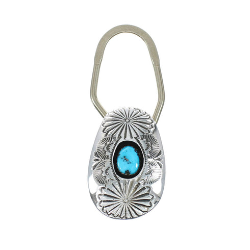 Native American Authentic Sterling Silver Turquoise Key Chain JX130992