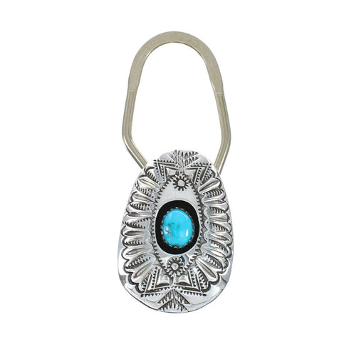 Native American Authentic Sterling Silver Turquoise Key Chain JX130995