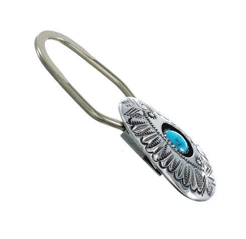 Native American Authentic Sterling Silver Turquoise Key Chain JX130995