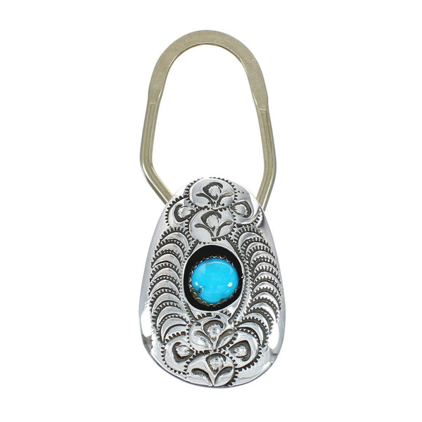 Native American Authentic Sterling Silver Turquoise Key Chain JX130998