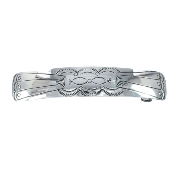 Genuine Sterling Silver Patterned Navajo Hair Barrette JX131027
