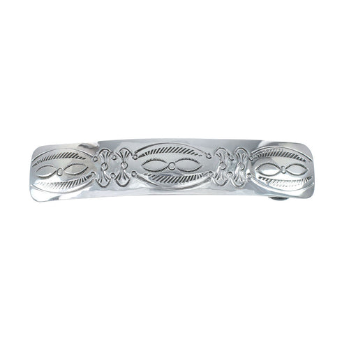 Genuine Sterling Silver Patterned Navajo Hair Barrette JX131028