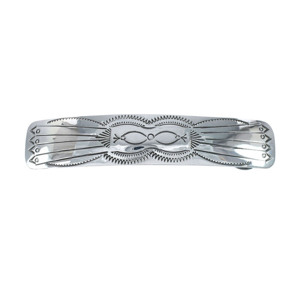 Genuine Sterling Silver Patterned Navajo Hair Barrette JX131030