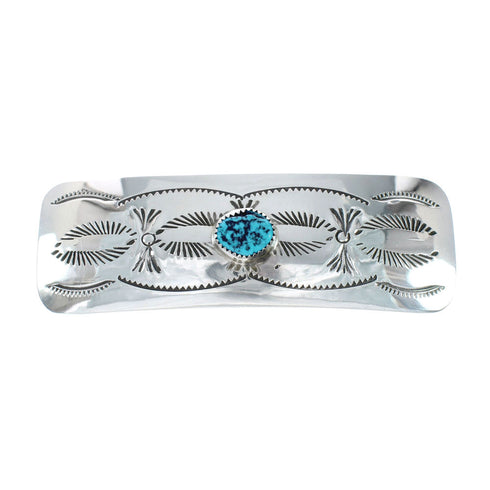 Turquoise and Genuine Sterling Silver Navajo Hair Barrette JX131004