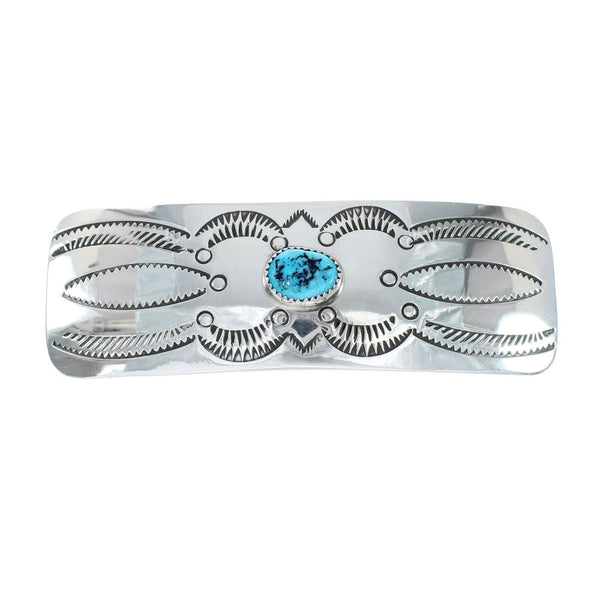 Turquoise and Genuine Sterling Silver Navajo Hair Barrette JX131006