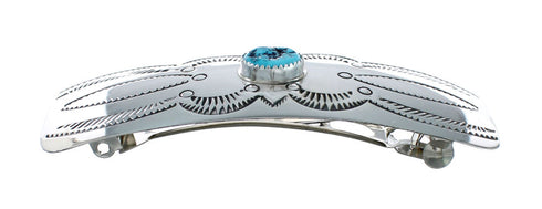 Turquoise and Genuine Sterling Silver Navajo Hair Barrette JX131006