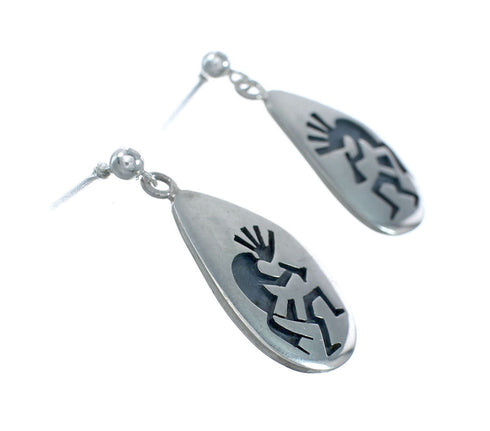Hopi Sterling Silver Kokopelli Post Dangle Earrings JX131065