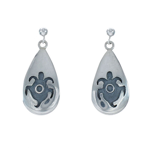 Hopi Sterling Silver Turtle Post Dangle Earrings JX131066